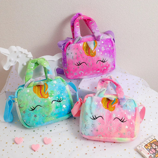 Bolsos de mano de unicornio a la moda para niñas, bolso de hombro tipo bandolera para chico, regalo de fiesta de cumpleaños para niños, Bolso pequeño para niña pequeña