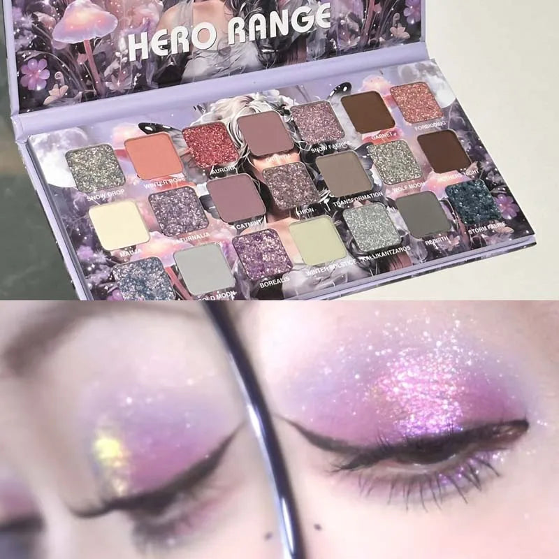 Paleta de sombra de ojos camaleón de 21 colores, luna fría, pigmentos brillantes mate multifuncionales, maquillaje de larga duración