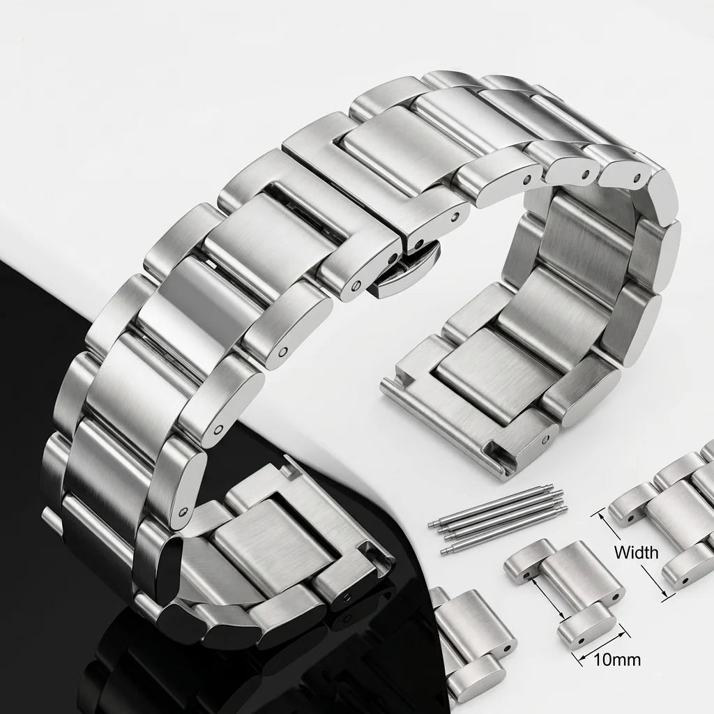 Correa de reloj de acero inoxidable sólido, pulsera de Metal de 18, 20, 21, 22, 23 y 24mm, correa de repuesto para hombre y mujer, accesorios para pulsera