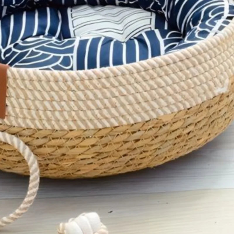 Cama de vid tejida para gatos, cama Circular para mascotas, para todo tipo de clima, cómoda para dormir, 35/40cm, suministros para mascotas