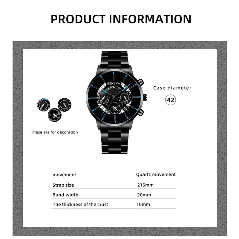 Relojes de acero inoxidable para hombre, reloj de pulsera de cuarzo de lujo, con calendario, de negocios, informal, de cuero, a la moda