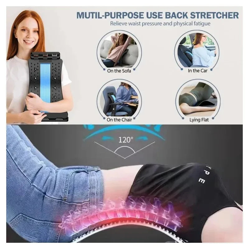 Equipo de estiramiento para espalda y cintura, tracción para espalda y estirador de espalda para yoga y fitness, masajeador de estiramiento de cintura