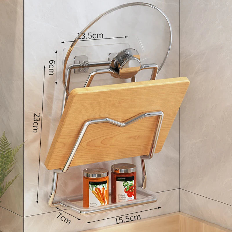 Organizador de Cocina para Colgar en la Pared, de 2/3 Niveles, para Tapas de Ollas, Metálico, Antioxidante, Multifuncional, para Guardar Tapas de Ollas en la Cocina