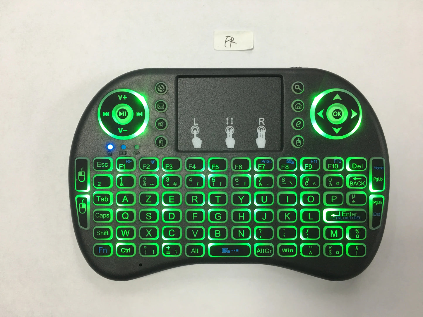 Miniteclado inalámbrico retroiluminado, periférico con Touchpad N, RGB, PC, TV Box, español, francés, Azerty, ruso, portugués, idioma de Brasil
