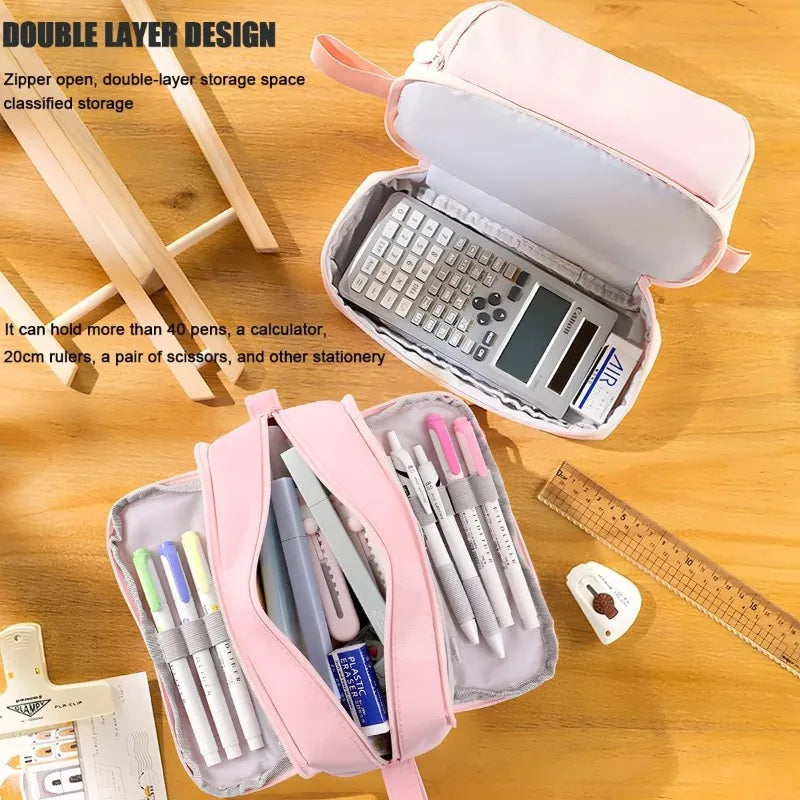 Estuches para lápices de 99 noches en los bosque, bolsas grandes para bolígrafos de dibujos animados, bolsa de lápices multicapa de Anime para niños y niñas, suministros de papelería escolar