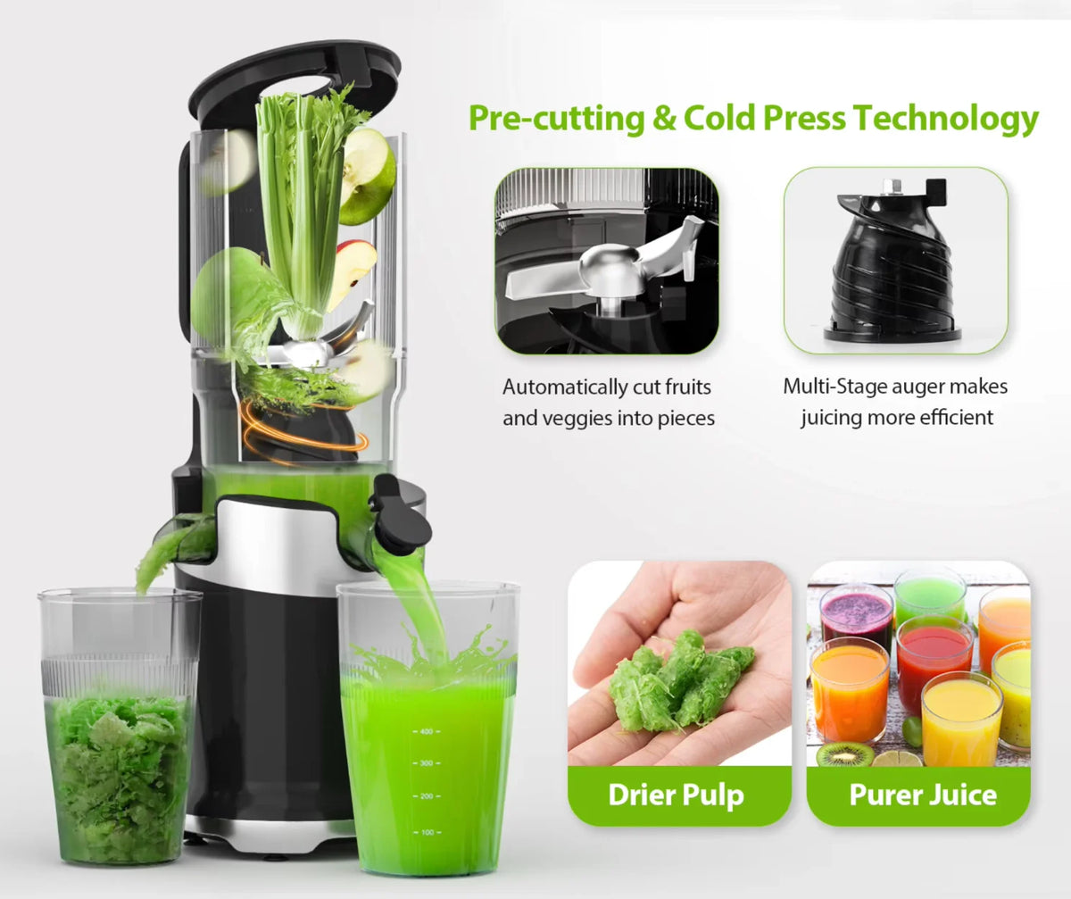Extractor de Jugos Masticador con Boca de Alimentación Ancha de 126 mm para Frutas, Precio de Fábrica