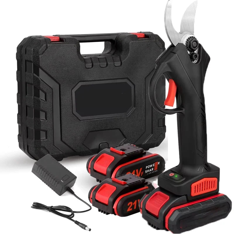 Podadora eléctrica inalámbrica sin escobillas de 1200W y 25mm, tijeras de podar para árboles frutales, bonsái, cortador de ramas, herramienta eléctrica con 2 uds. De 21V