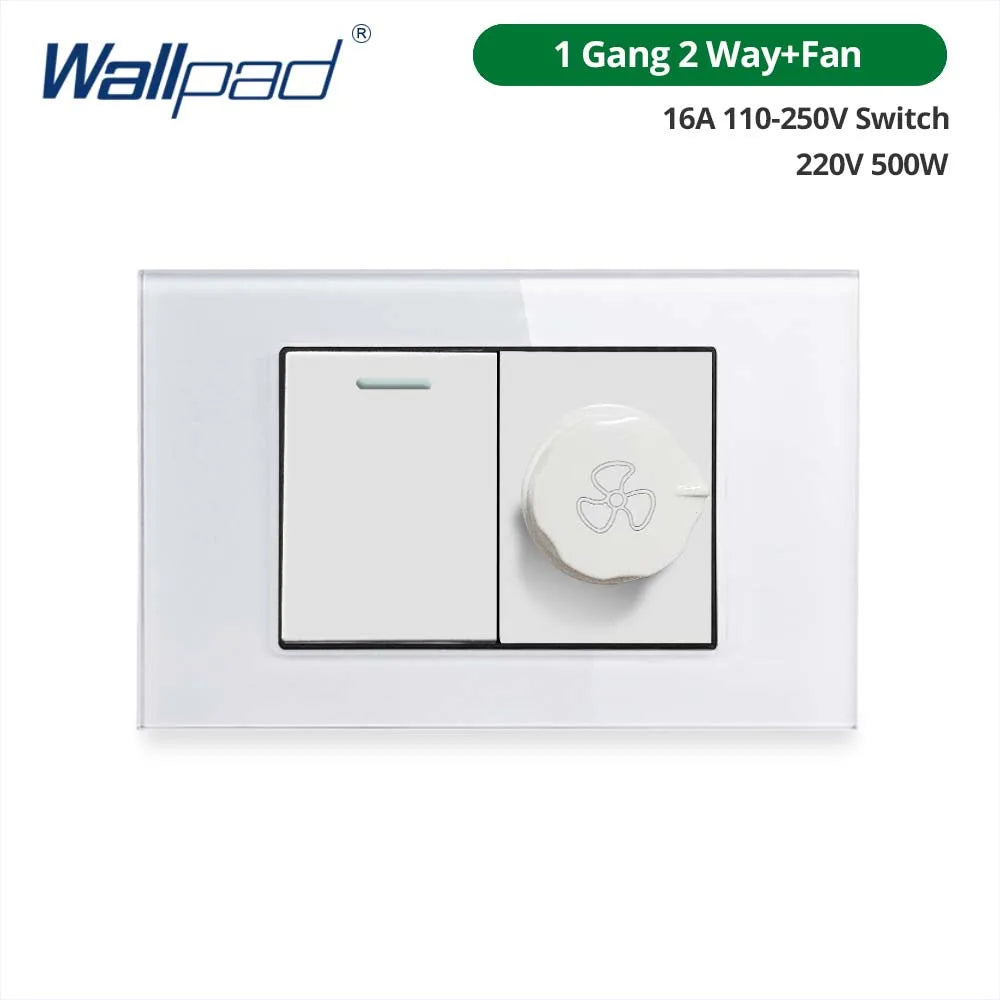 Wallpad Panel de vidrio templado blanco interruptor de luz de pared UE Reino Unido italiano Chile enchufe botón basculante 118*75mm 16A AC110-250V