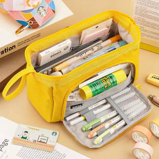 Estuche grande para lápices, bolsa para bolígrafos de gran capacidad, doble ventana, bolsas escolares para niños, material escolar, papelería, regalo