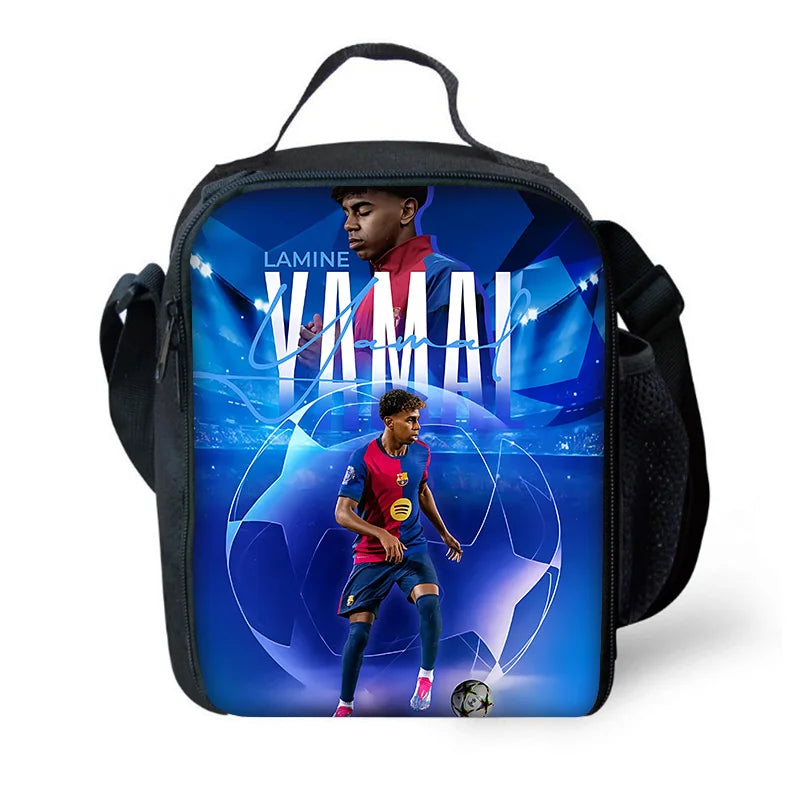 Mochila escolar para niños, fútbol, Lamine Yamals, con bolsas para el almuerzo, bolsas para lápices, mochilas escolares para niños y niñas, el mejor regalo