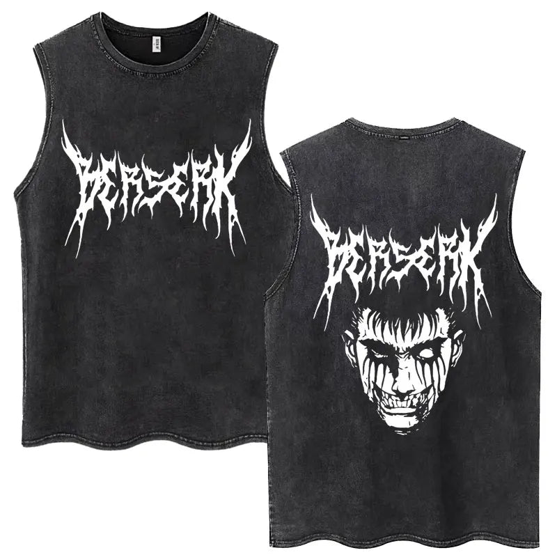 Camisetas sin mangas Harajuku lavadas de Anime Berserk Guts, camisetas Retro de Manga Gatsu Griffith Zodd, camisetas sin mangas, Camiseta de algodón Unisex de gran tamaño