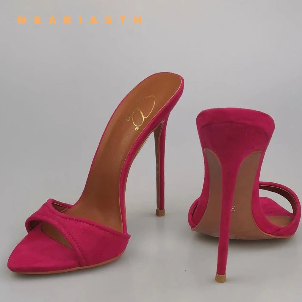 Zapatillas de crin de verano, zapatos de mujer, Sandalias de tacón de aguja súper alto, sandalias de mujer con punta abierta y pasarela para fiesta, talla grande 44