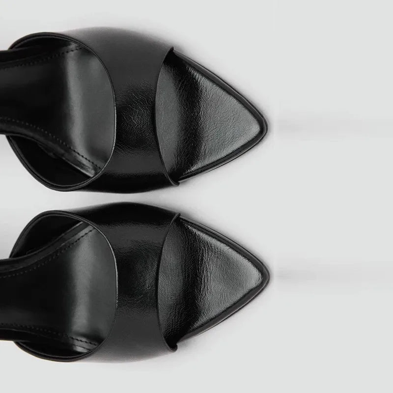 Sandalias de Tacón Alto para Mujer, Primavera-Verano 2026, Nuevas Sandalias Elegantes de Cuero Pintado, Sandalias de Tacón Alto para Uso en Exteriores