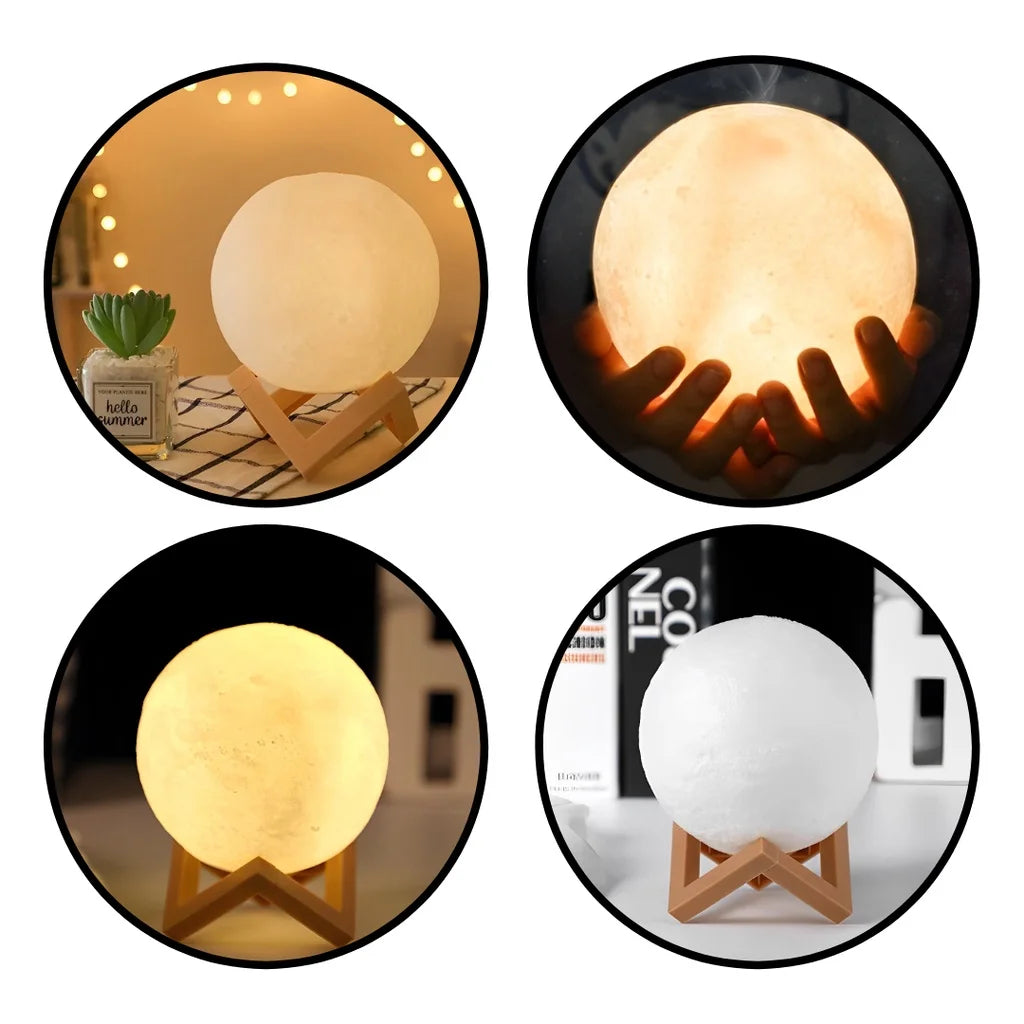 Lámpara de Luna luz LED nocturna alimentada por batería con soporte lámpara estrellada para decoración de dormitorio luces nocturnas regalo para niños lámpara de Luna