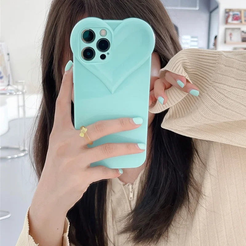 Fundas de teléfono con lente protectora de corazón de amor para IPhone 17 16 Pro Max 15 14 13 12 11 Pro Xs XR 7 8 Plus SE2/SE3 TPU cubierta trasera a prueba de golpes