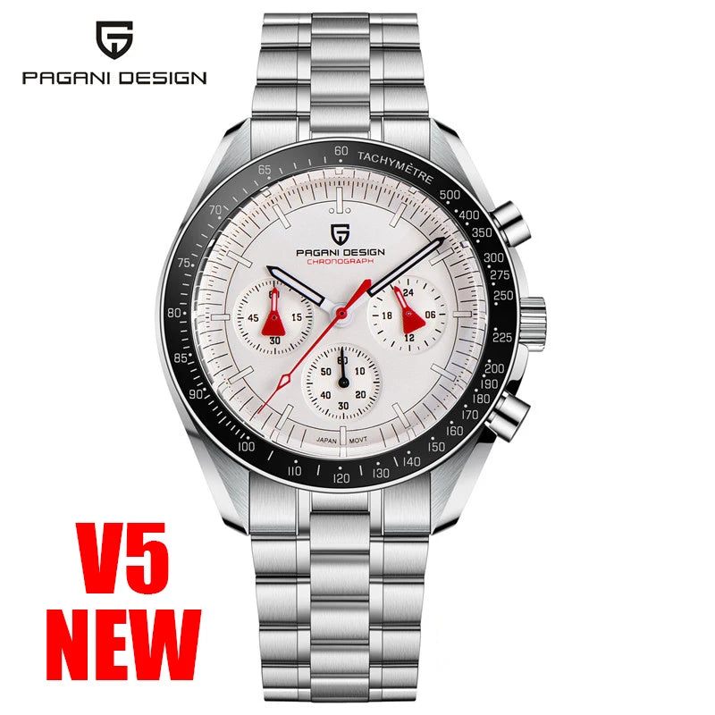 Relojes PAGANI DESIGN Moon para hombre, reloj de cuarzo de lujo dorado, cronógrafo deportivo, zafiro AR, resistente al agua, luminoso, regalo para hombre