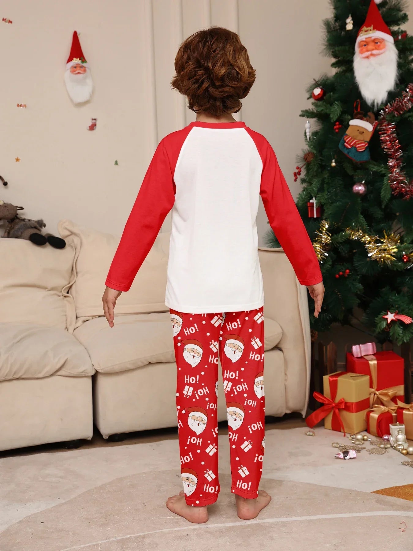 Nuevo pijama navideño con apariencia familiar, estampado de Papá Noel, trajes a juego para madre, padre y niños, traje holgado bonito de 2 piezas, ropa de dormir, ropa de Navidad