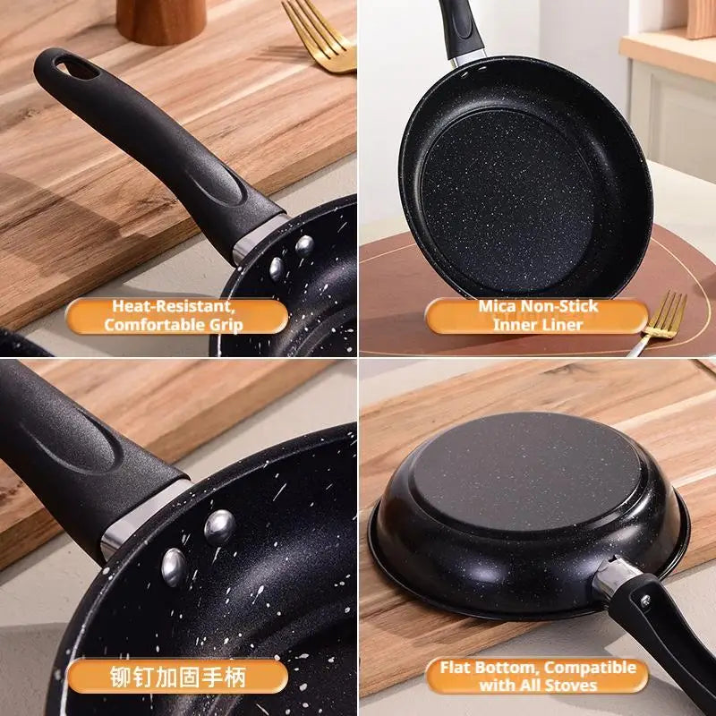 Sartén Antiadherente Mai Fan Shi para Freír en Casa, Sartén Individual para Freír Filetes, Sartén Multifuncional de Fondo Plano para Cocina, Olla de Hierro
