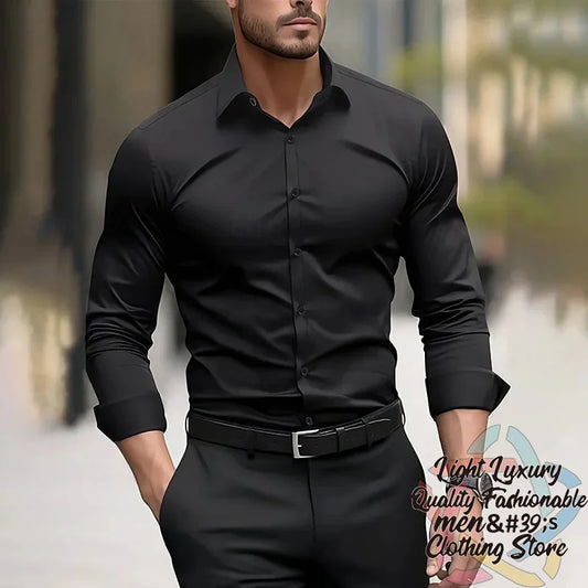 Formelles Herrenhemd in 19 Farben — Langarm für Hochzeit und Business, Größen XS bis 6XL
