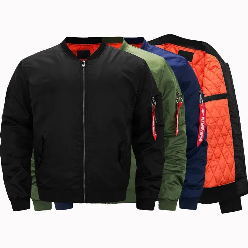 MA-1 chaqueta Bomber de vuelo para hombre, chaquetas informales gruesas y finas con cremallera, abrigo de invierno impermeable para piloto de béisbol, talla grande 8XL