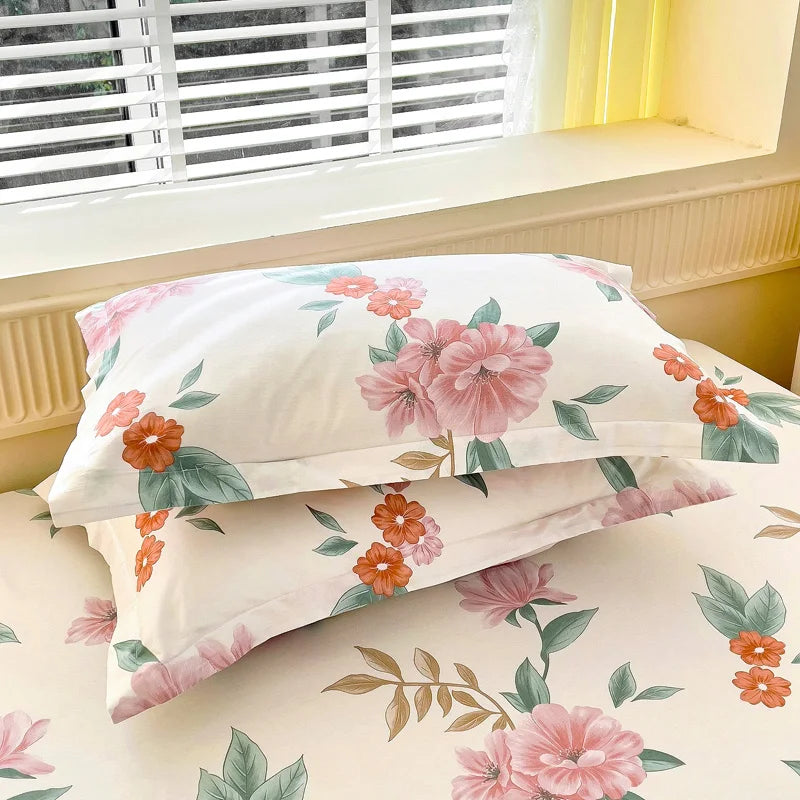 Juego de fundas de edredón 100% de algodón, ropa de cama con estampado de flores, suave y agradable para la piel, 1 unidad, 2 fundas de almohada, 3 unidades