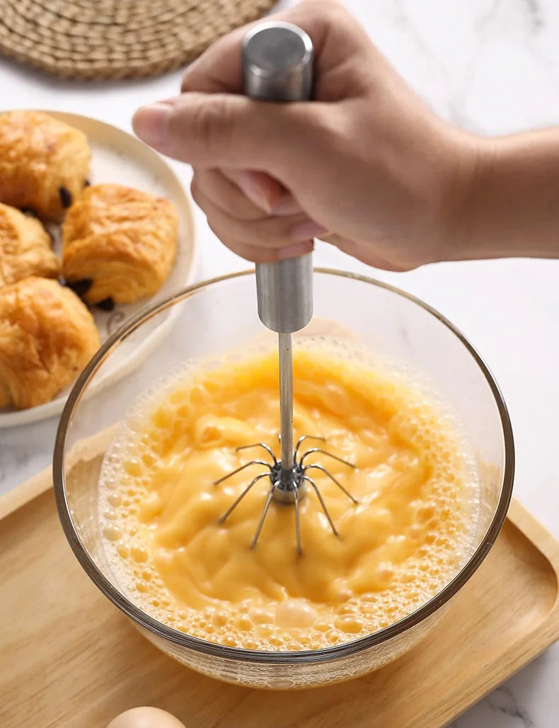 Batidor de huevos semiautomático, mezclador de huevos de crema giratorio, batidor de huevos Manual para el hogar, herramienta para hornear, herramientas de cocina