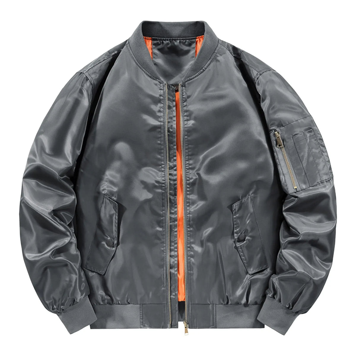 Chaqueta Bomber de ocio con cuello levantado para hombre, chaqueta de béisbol ligera con cremallera de manga larga Vintage para primavera y otoño