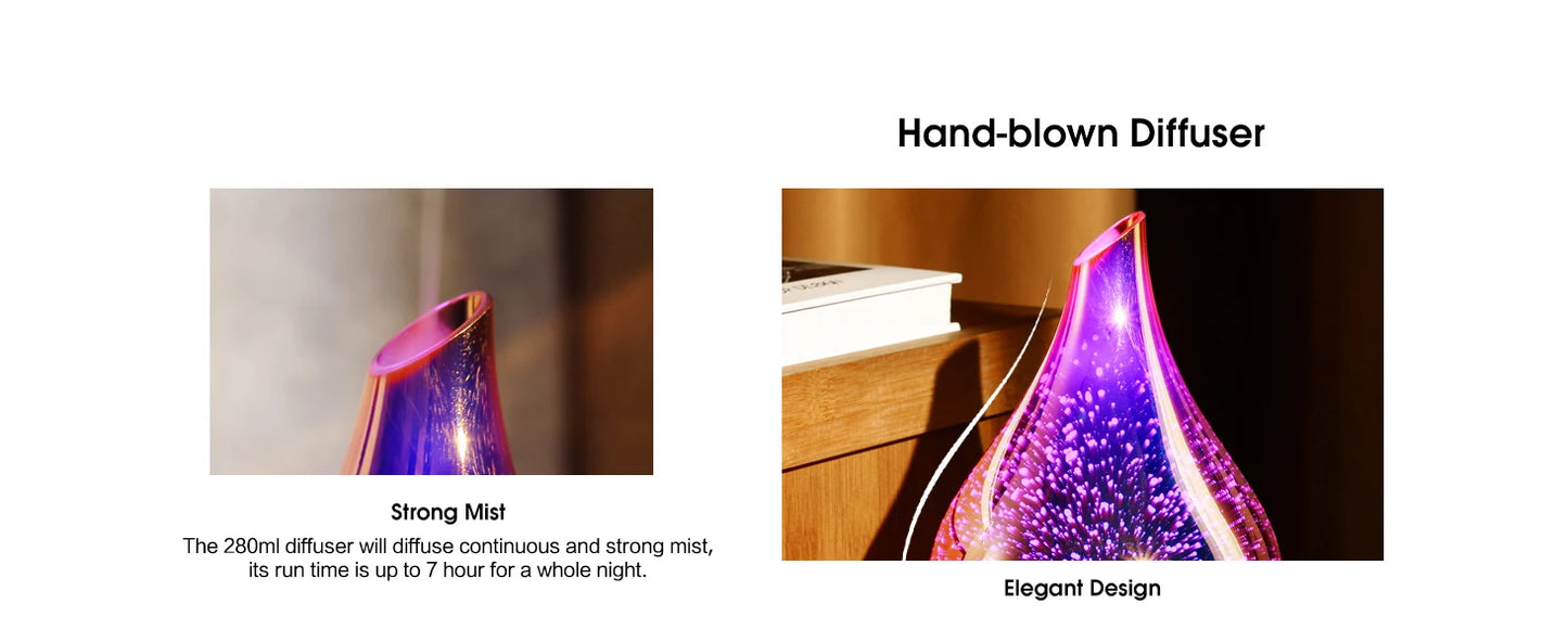 Difusor de aceites esenciales, humidificador ultrasónico de aromaterapia 3D, ajuste de temporizador de apagado automático, decoración de Aroma para regalo de oficina en casa