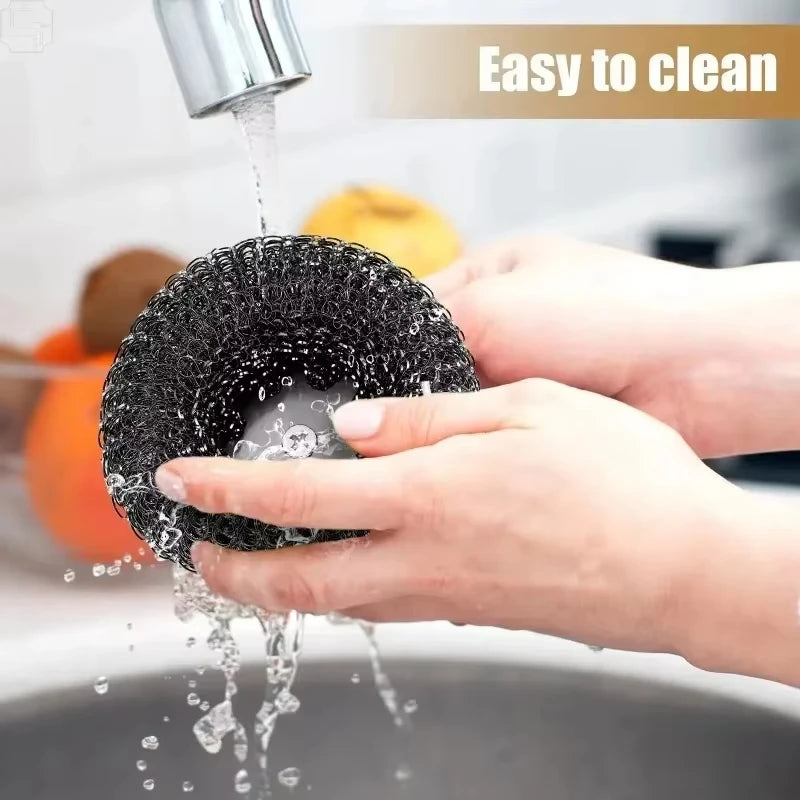 Cepillo de Acero Inoxidable con Mango y Bola Metálica Resistente para Lavar Platos, 1-10 Piezas, Limpiador y Purificador de Metal para Cocina