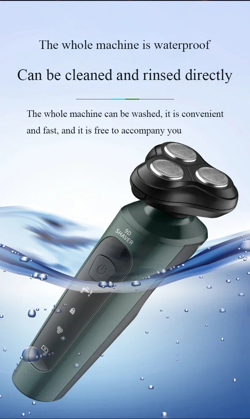 Afeitadoras eléctricas para hombres, maquinilla de afeitar eléctrica resistente al agua, uso en seco y húmedo, máquina de afeitar rotativa con batería recargable