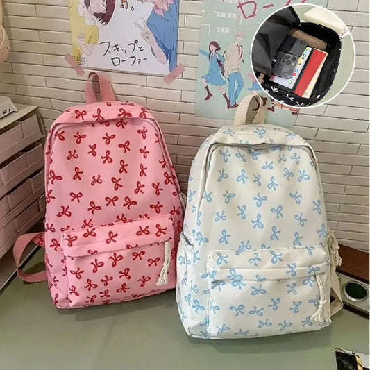 Mochila Moderna con Estampado de Lazo para la Escuela, con Protección para Laptop, Correas Ajustables, Regalo Perfecto para el Regreso a Clases para Niñas