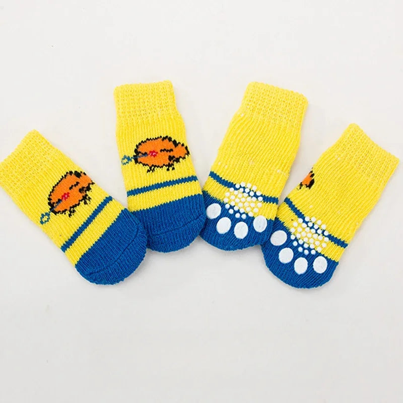 4Pcs/Set Pet Socks Anti Slip Dog Foot Cover Set Teddy Dog Shoes Set 4 Dogs Socks Puppy Socks Dogs Shoes for Small Dogs
