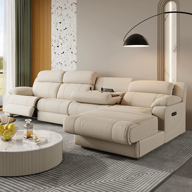 Sofá de tela eléctrico multifuncional, chaise longue recta ajustable, cómodo, individual, para varias personas, mueble para el hogar