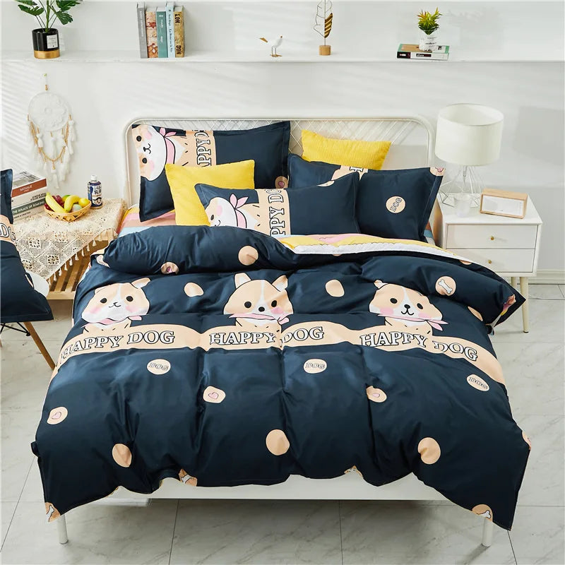 Juego de fundas de edredón de tamaño King de dibujos animados, 220x240, agradable para la piel, manta, funda de edredón y funda de almohada