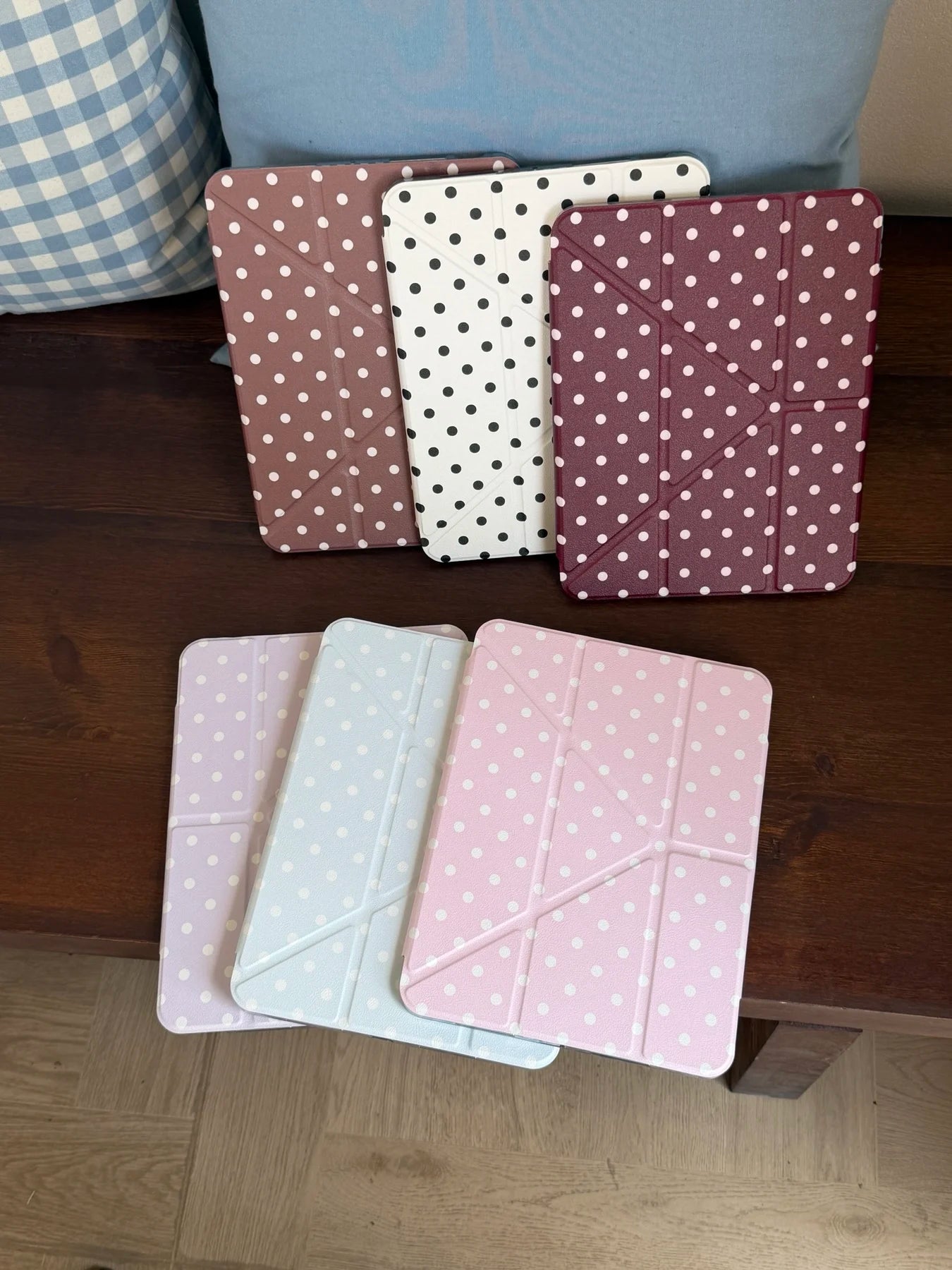 Funda para iPad plegable en Y con lunares y cierre a presión (6 colores) para iPad10/11th Air 11 4/5 10,9 Pro 11 12,9 iPad 10,2 7/8/9th Gen
