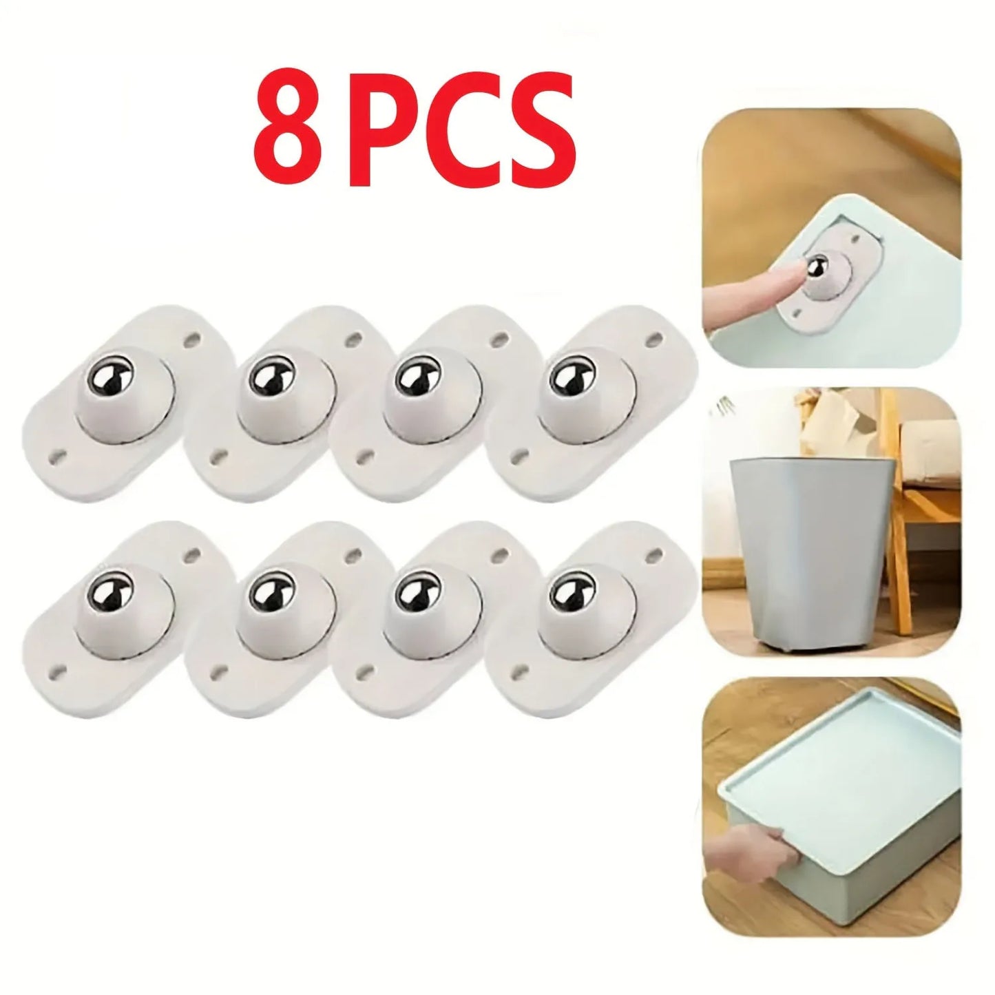 Ruedas Giratorias Mini Autoadhesivas de Acero Inoxidable, Polea Universal con Rotación de 360 Grados para Muebles y Cajas de Almacenamiento