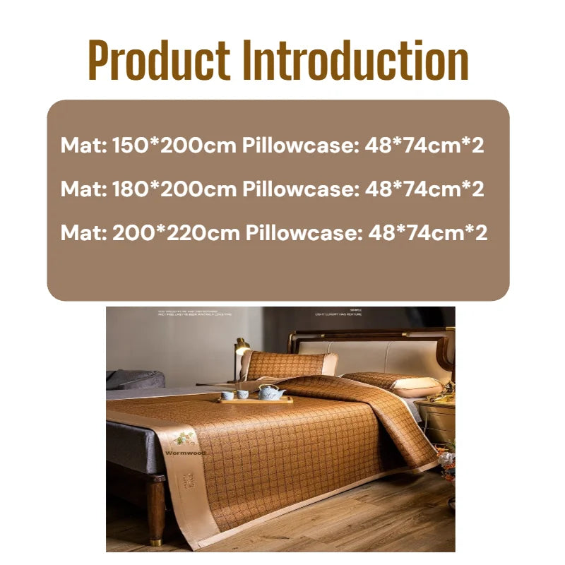 Colchoneta refrescante de seda helada para verano, de bambú natural plegable de doble cara, para camas de 1.5/1.8m, ideal para dormir sin ropa en el hogar o dormitorio.
