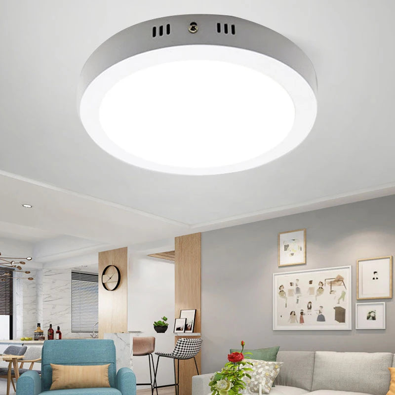Lámpara de techo Led 110-265V Panel ultrafino luz Led para sala de estar dormitorio iluminación interior 20W 30W luces de techo redondas cuadradas