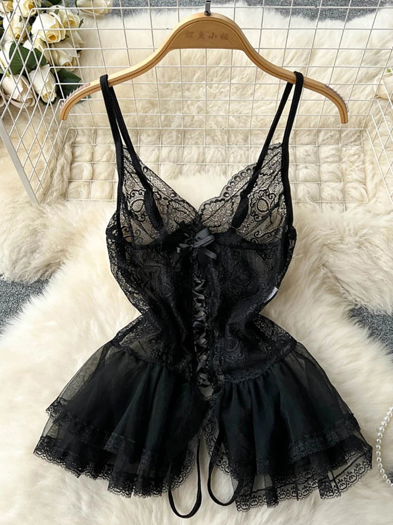 Ropa de dormir para fiesta de San Valentín, Catsuits combinados, peleles de tiras de malla eróticos íntimos ajustados, monos de mujer, lencería, conjuntos sexys