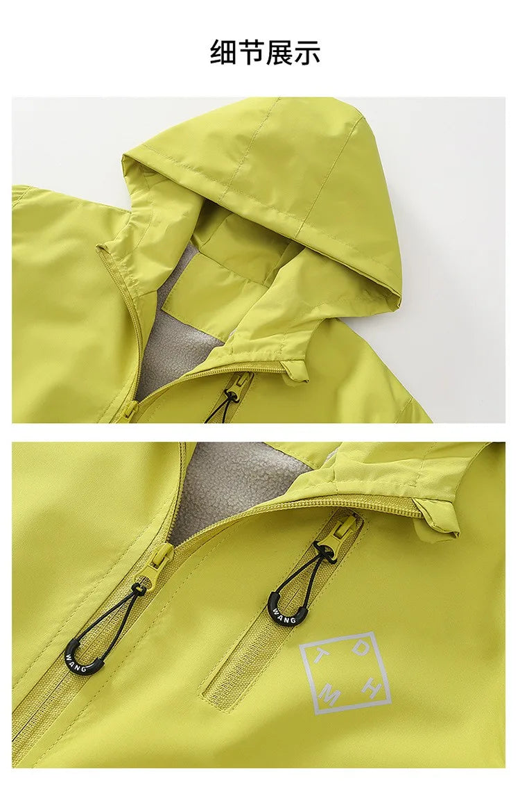 Otoño Invierno chaqueta para niños adolescentes de lana gruesa a prueba de viento cálido abrigo deportivo con capucha para niños de 4 a 14 años ropa de abrigo para niños Top