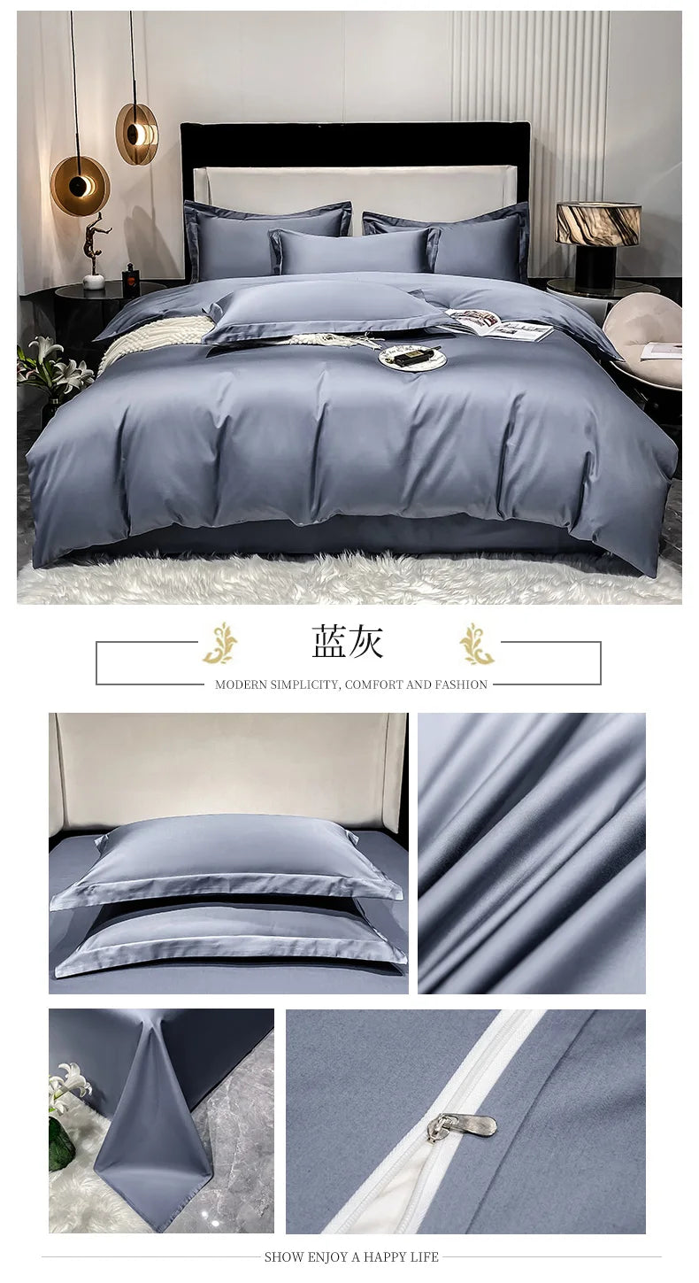 Juego de cama de lujo 100% algodón egipcio funda nórdica funda de almohada Ru Europa doble tamaño Queen King ropa de cama juegos de sábanas suaves
