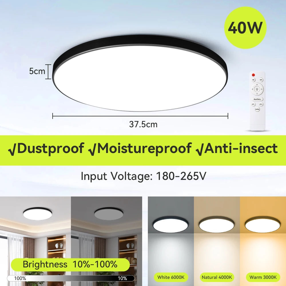 Lámpara de techo con control remoto, lámpara led para dormitorio, lámparas de techo grandes, luces Led con control remoto, luces led regulables