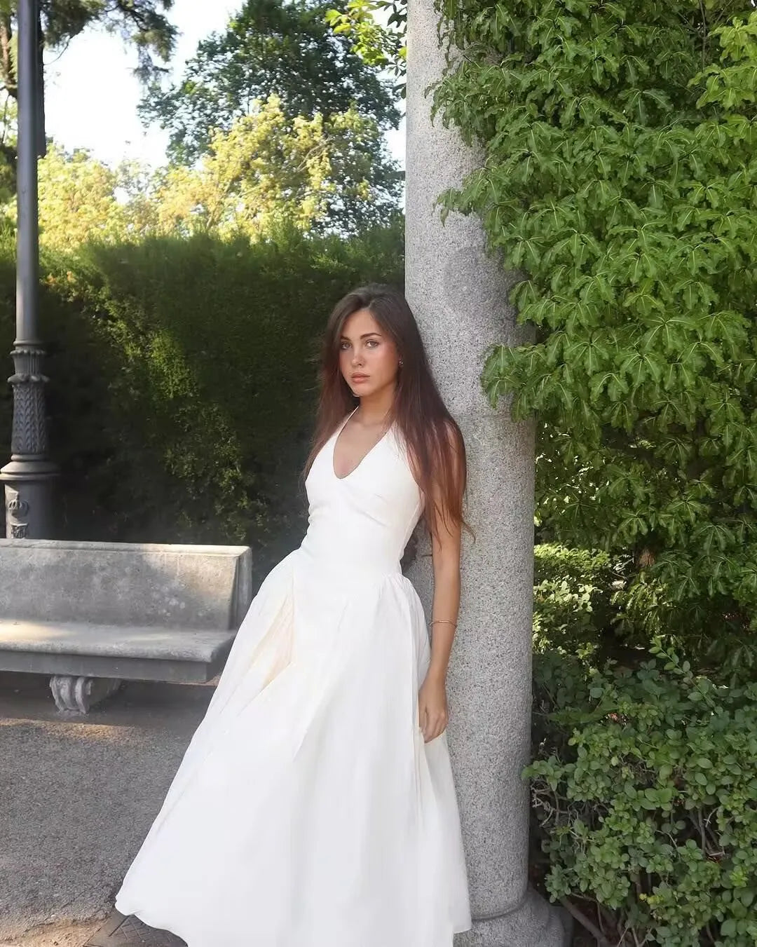 YENKYE-vestido Sexy con espalda descubierta para mujer, vestido verde elegante con cuello Halter, cintura baja, corte en A, Midi, vestidos de fiesta de noche de verano, bata de algodón