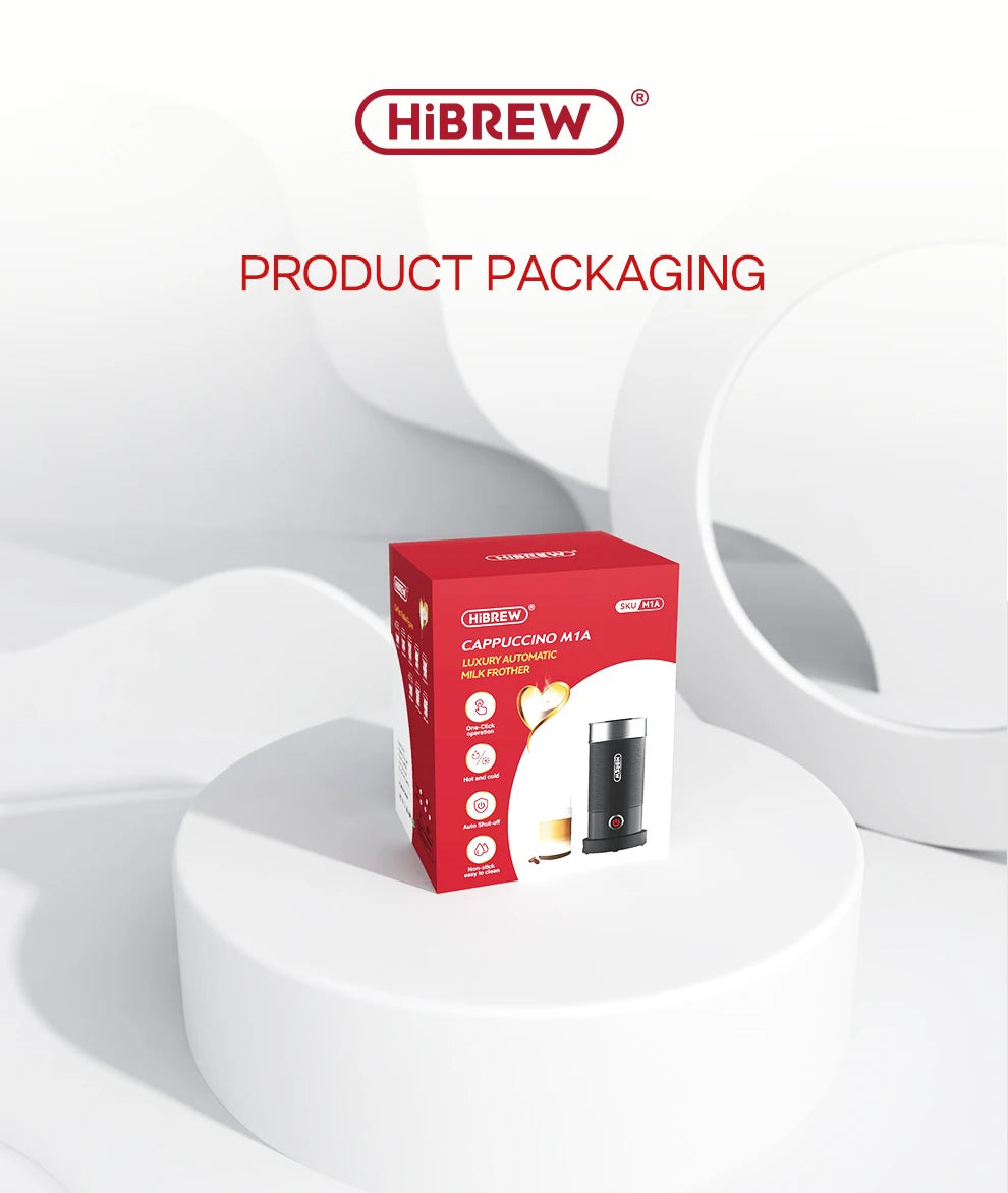 HiBREW Espumador de leche Espumador Mezclador de chocolate Latte frío/caliente Capuchino Calentador de leche completamente automático Cool Touch M1A