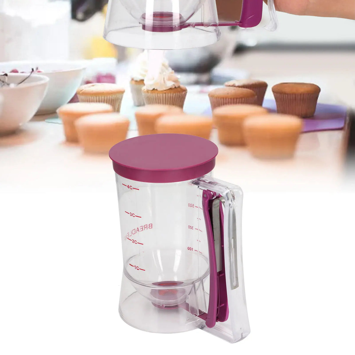 Dispensador de masa ABS 900ml, separador de crema de masa, herramienta para hornear para panqueques, magdalenas, pasteles, gofres, dispensador de masa para panqueques
