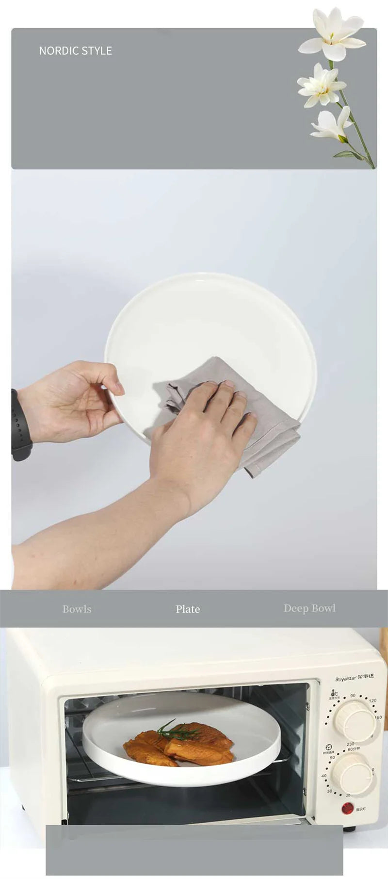 SOLECASA, juegos de vajilla de porcelana de 3/12 piezas, cuencos y platos blancos, plato resistente a los arañazos, cuenco de cerámica, plato de cena de espagueti