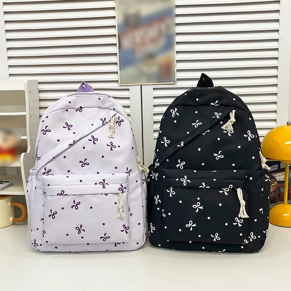 Mochila escolar universitaria con pajarita, 3 uds., con fiambrera, estuche para lápices, mochilas bonitas para niñas, conjunto de mochila escolar para chicas adolescentes