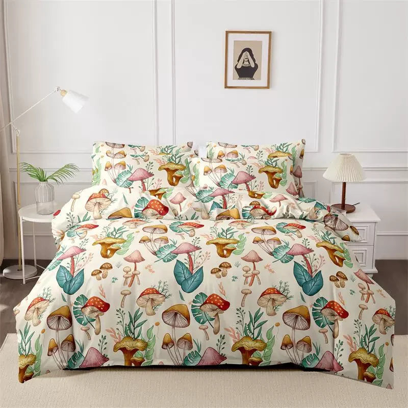 Funda nórdica cepillada estampada, funda de almohada, juego de tres piezas, funda de cama de tela respetuosa con la piel de alta calidad (sin sábana), 3 uds.