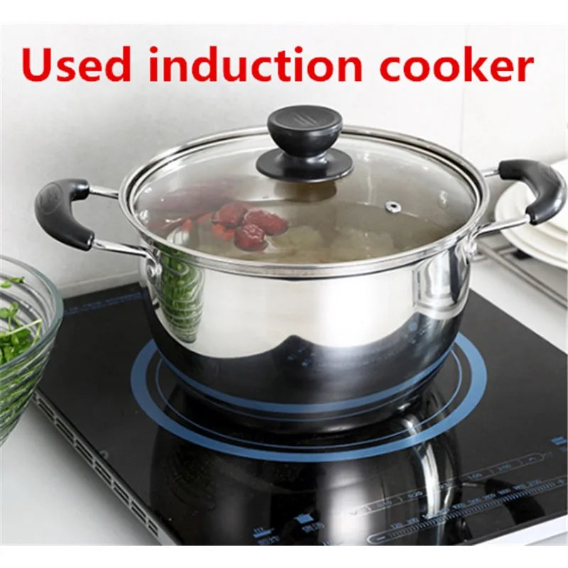 Olla de acero inoxidable, olla para sopa de doble fondo, cocina no magnética, utensilios de cocina multiusos, sartén antiadherente, Cocina de Inducción, olla usada