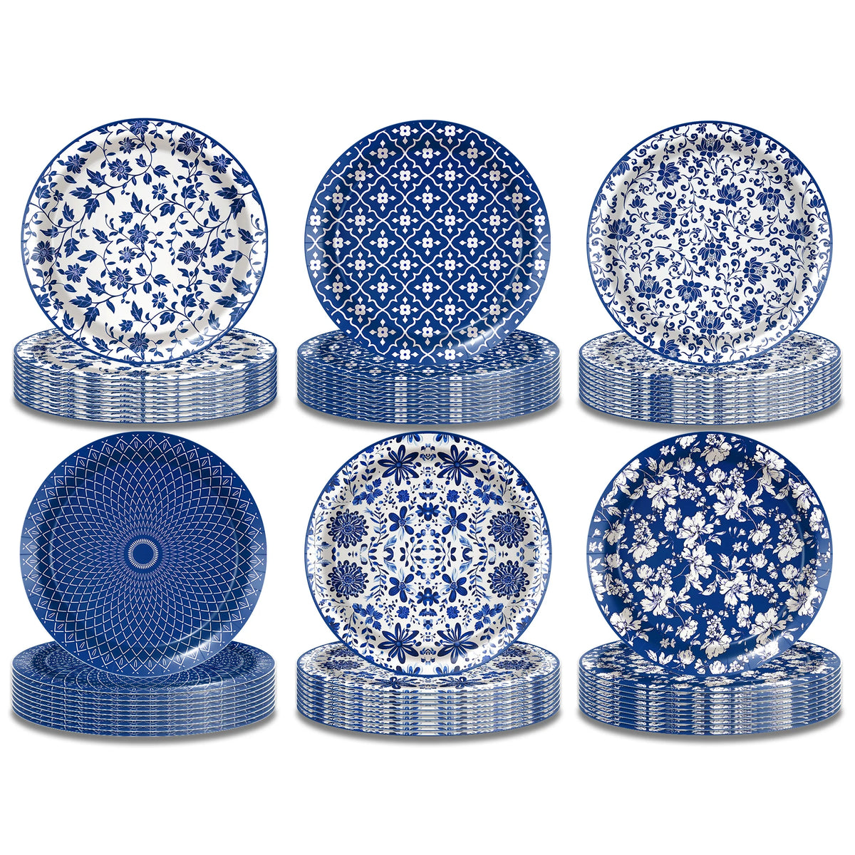 Platos de papel de porcelana azul y blanca, servilletas, vajilla para decoración de cumpleaños, decoración de bodas, decoración de mesa, suministros para fiestas